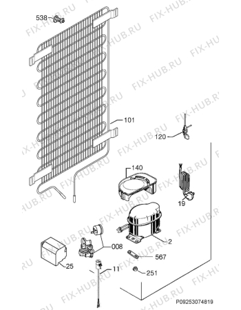 Взрыв-схема холодильника Zanussi ZRT23106WA - Схема узла Cooling system 017